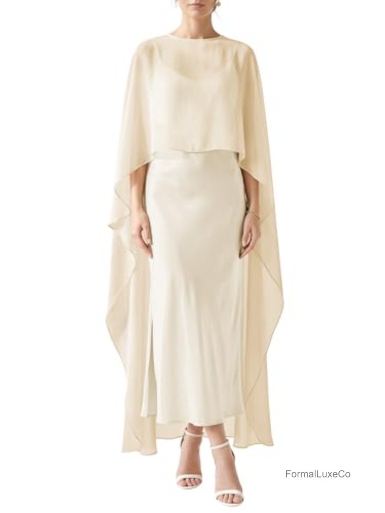 Women's Sheer Chiffon Cape Shawl Flowy Bridal Cover Up Elegant Poncho